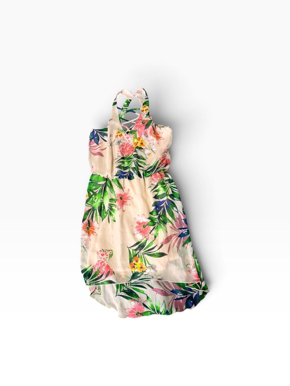 City Triangles Tropical Floral High-Low Halter Dress